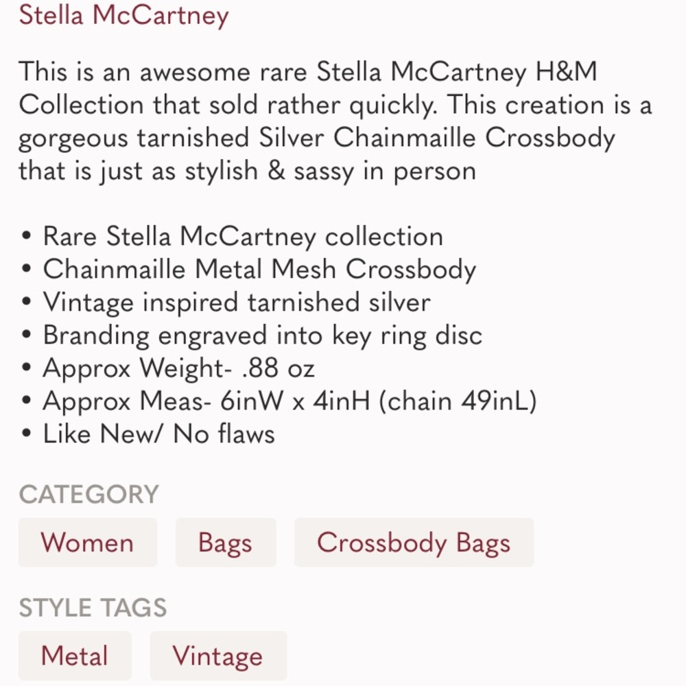 STELLA MCCARTEY for H&M- RARE Chainmaille crossbody - Picture 10 of 10